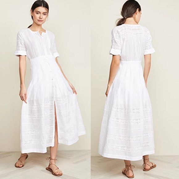 LoveShackFancy Dresses & Skirts - LoveShackFancy Edie Sun Dress White Cotton Cottagecore Lace Maxi Shirt Boho L
